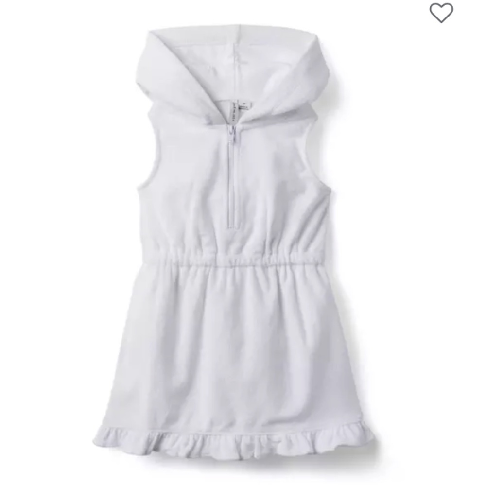 JANIE AND JACK Girls Hooded Terry Swim Cover-Up in White - Size 5 - NEW